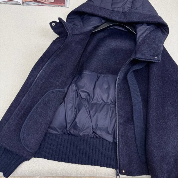 MaxMara autumn and winter new patchwork cashmere hooded short down jacket