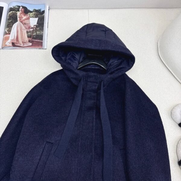 MaxMara autumn and winter new patchwork cashmere hooded short down jacket