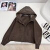 MaxMara autumn and winter new patchwork cashmere hooded short down jacket
