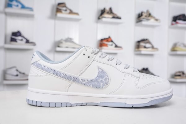 Nike & Louis Vuitton joint casual shoes white and gray stitching denim hook shoes Premium version