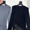miumiu autumn and winter latest style spliced ​​lace long-sleeved sweater
