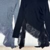 miumiu autumn and winter latest style spliced ​​lace long-sleeved sweater