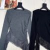 miumiu autumn and winter latest style spliced ​​lace long-sleeved sweater