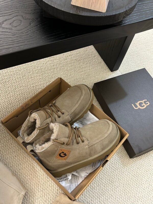 UGG New Autumn/Winter Men’s Lace-up G-Letter Wool Ankle Boots with Wool Lining