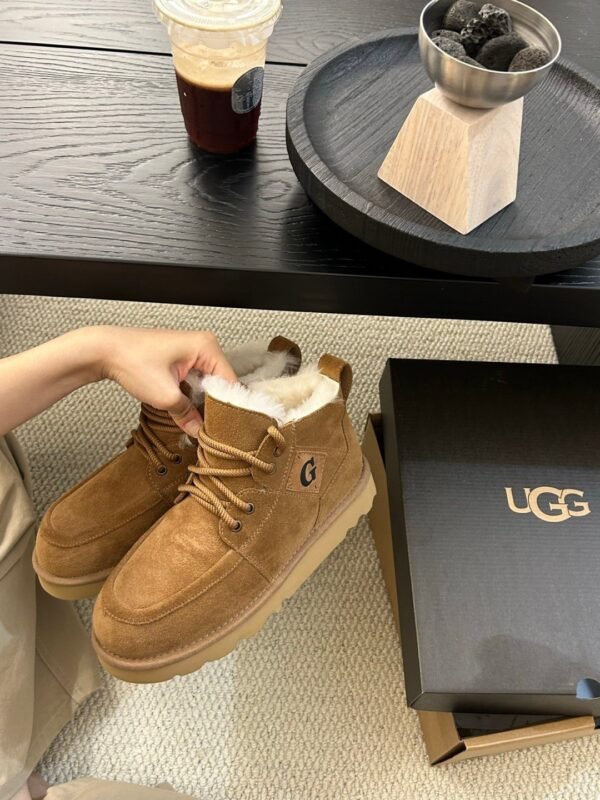UGG New Autumn/Winter Men’s Lace-up G-Letter Wool Ankle Boots with Wool Lining