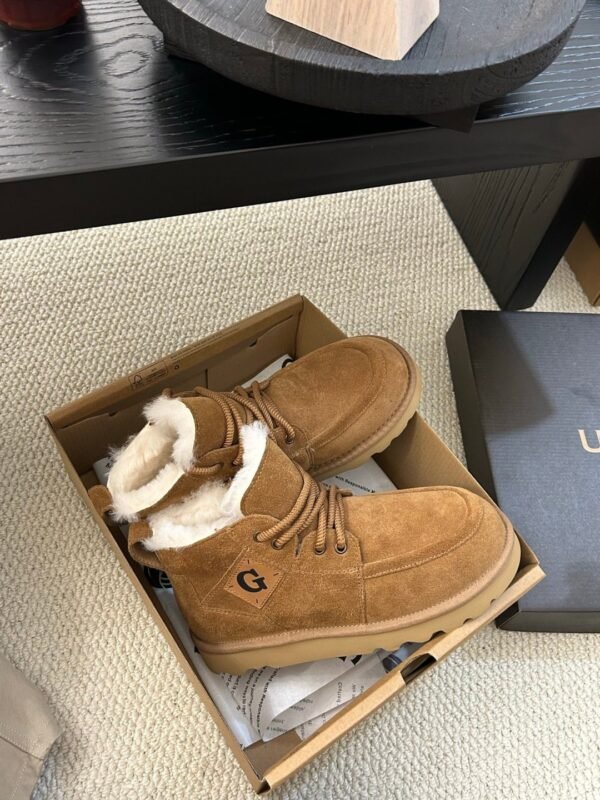 UGG New Autumn/Winter Men’s Lace-up G-Letter Wool Ankle Boots with Wool Lining