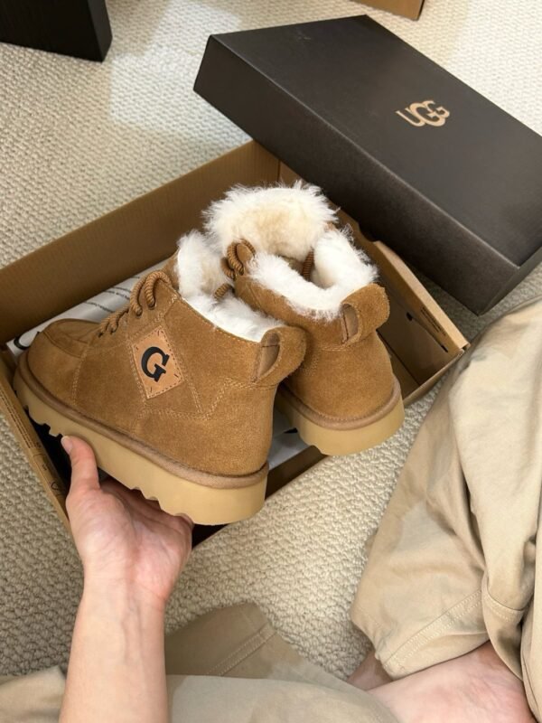 UGG New Autumn/Winter Men’s Lace-up G-Letter Wool Ankle Boots with Wool Lining