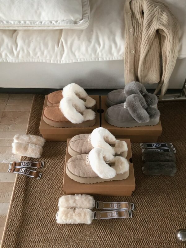 UGG autumn and winter new three-wear wool slippers sole thickness 4cm Wool material