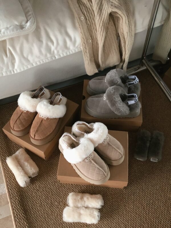 UGG autumn and winter new three-wear wool slippers sole thickness 4cm Wool material