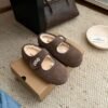 UGG New winter Mary Jane velvet shoes with wool lining