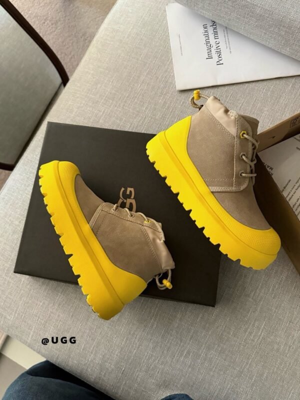 UGG New Winter Thick-Soled Lace-Up Boots with Colorful Shell Upper and Wool Lining