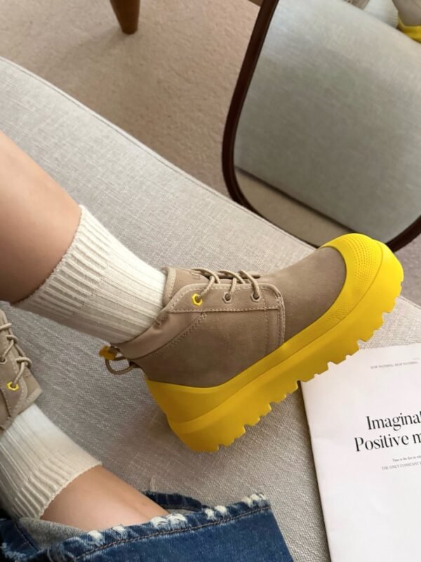 UGG New Winter Thick-Soled Lace-Up Boots with Colorful Shell Upper and Wool Lining