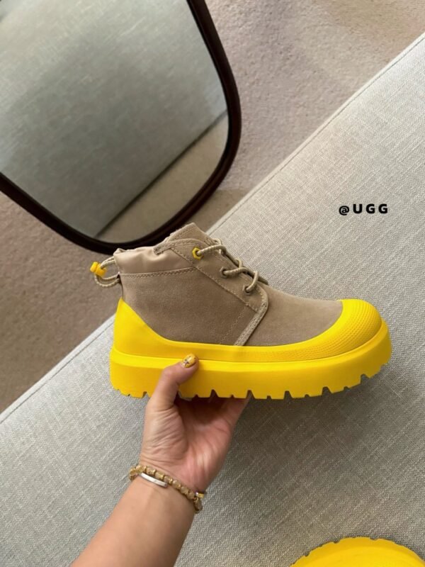 UGG New Winter Thick-Soled Lace-Up Boots with Colorful Shell Upper and Wool Lining