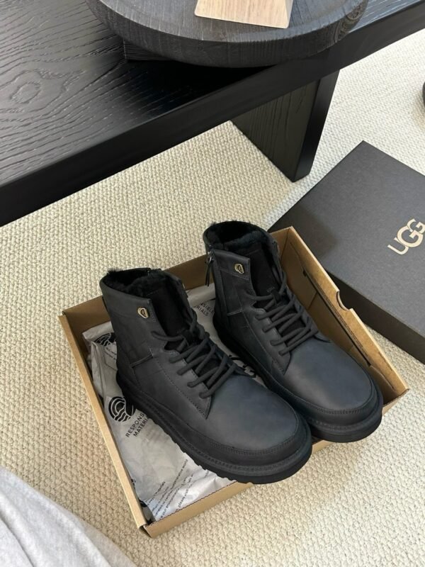 UGG autumn and winter new men’s cow leather wool work boots upper cow wax leather lining wool material
