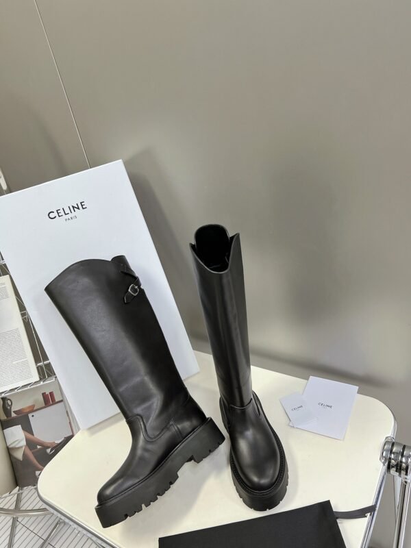 CELINE Autumn and Winter Long Martin Boots Premium Edition 5cm Thick Calfskin Material