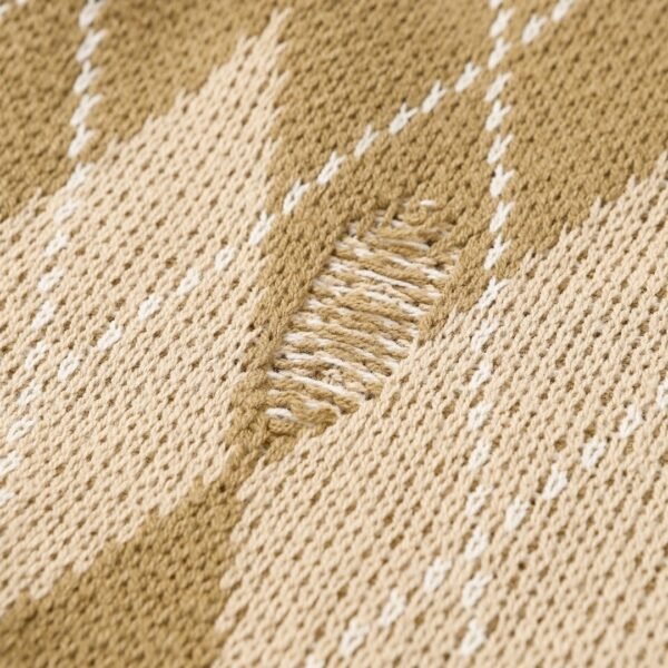 Gucci diamond plaid round neck sweater with holes