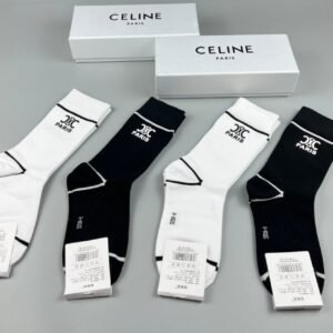 CELINE mid socks, pure cotton quality, one box of 4 pairs