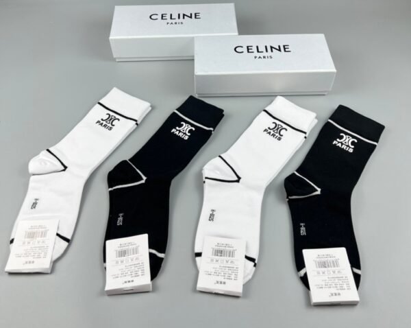 CELINE mid socks, pure cotton quality, one box of 4 pairs
