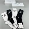 CELINE mid socks, pure cotton quality, one box of 4 pairs
