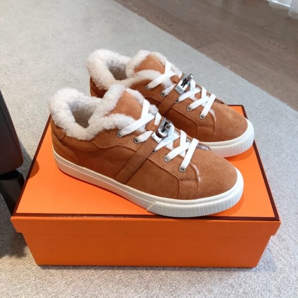Hermès Autumn and Winter Casual Shoes Wool One-piece Shoes Premium Edition
