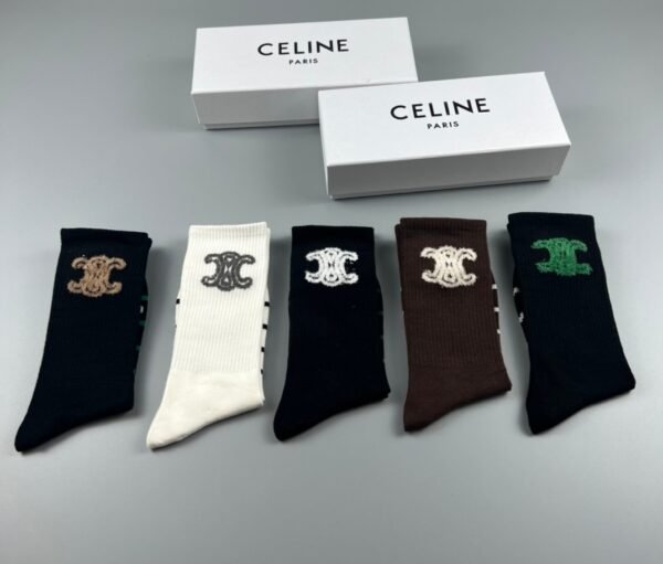 CELINE mid socks, made of pure cotton quality, in a box of 5 pairs