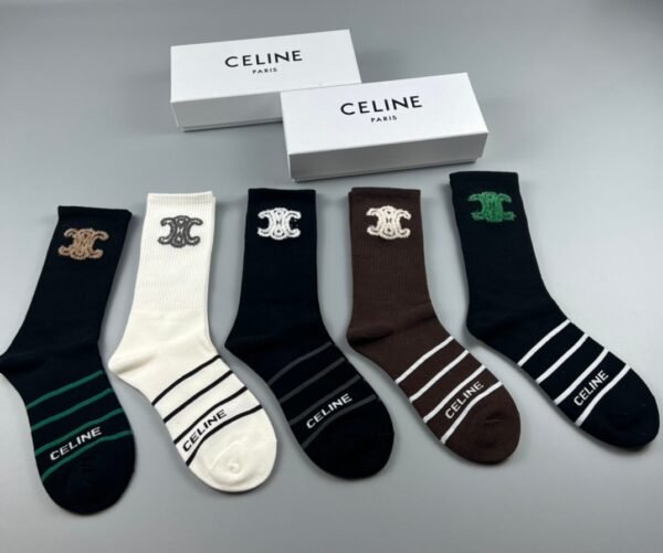 CELINE mid socks, made of pure cotton quality, in a box of 5 pairs