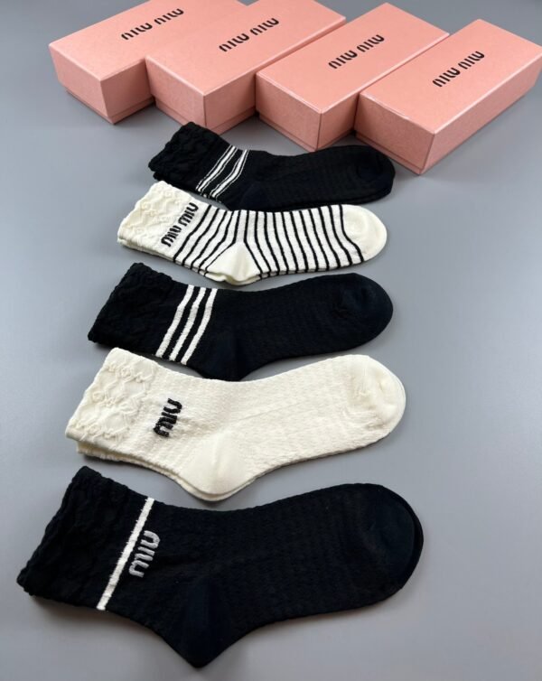 miumiu Combed cotton socks 5 pairs per box
