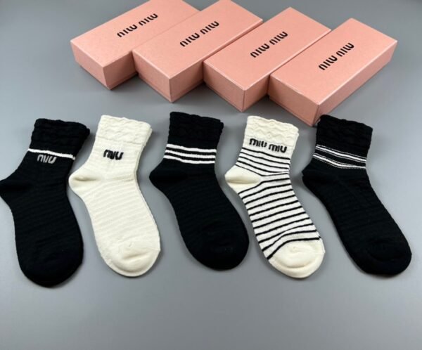 miumiu Combed cotton socks 5 pairs per box