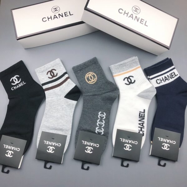 CHANEL Men’s and Women’s Socks, Same Cotton Quality, Box of 5 Pairs ﻿