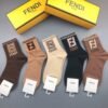 FENDI new mid length socks for men and women, made of pure cotton, 5 pairs per box