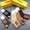 FENDI new mid length socks for men and women, made of pure cotton, 5 pairs per box