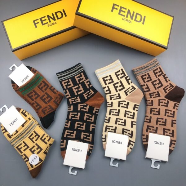 Fendi men’s and women’s socks, made of pure cotton, 5 pairs per box
