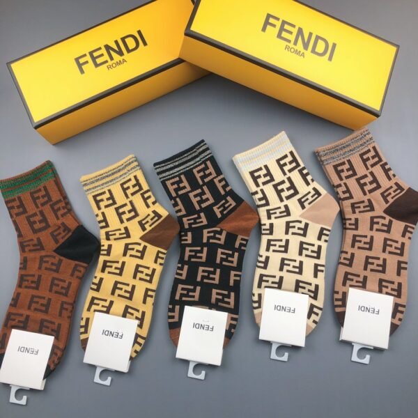 Fendi men’s and women’s socks, made of pure cotton, 5 pairs per box