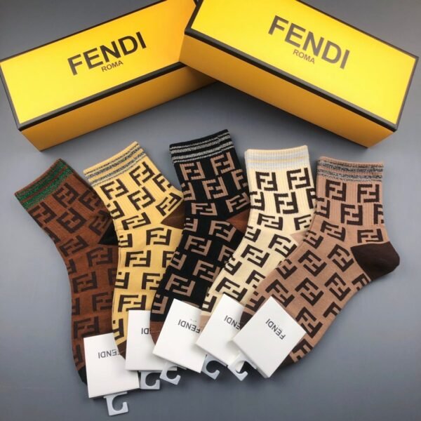 Fendi men’s and women’s socks, made of pure cotton, 5 pairs per box