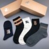 Burberry pure cotton socks for men and women, 5 pairs per box