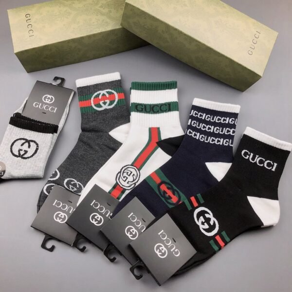 GUCCI Men’s and Women’s Same Socks, Box of 5 Pair Pure Cotton