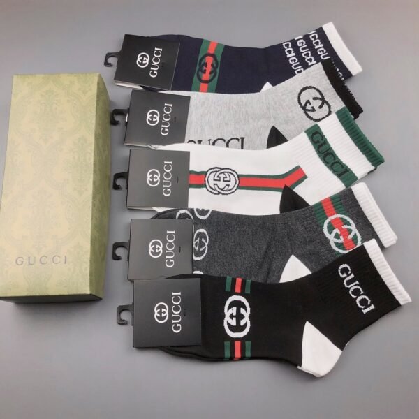 GUCCI Men’s and Women’s Same Socks, Box of 5 Pair Pure Cotton