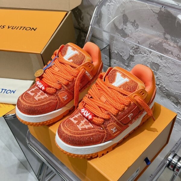 LOUIS VUITTON original full of diamond shoes orange blue