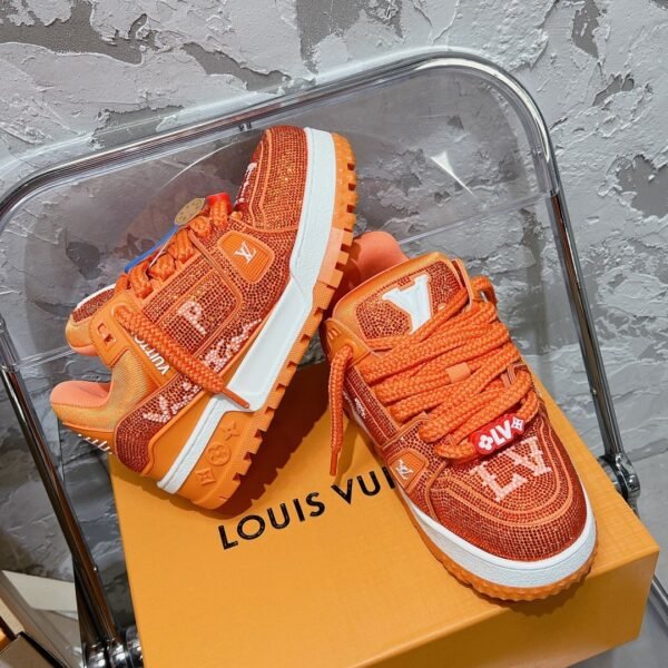LOUIS VUITTON original full of diamond shoes orange blue