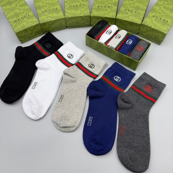 GUCCI Men’s and Women’s Same Socks, Box of 5 Pairs