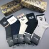 Dior sock unisex counter latest design edition pure cotton quality box of 5 pairs of socks