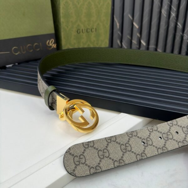 GUCCI Grass green pigskin pattern base Width 3.7cm Official website 1:1 version