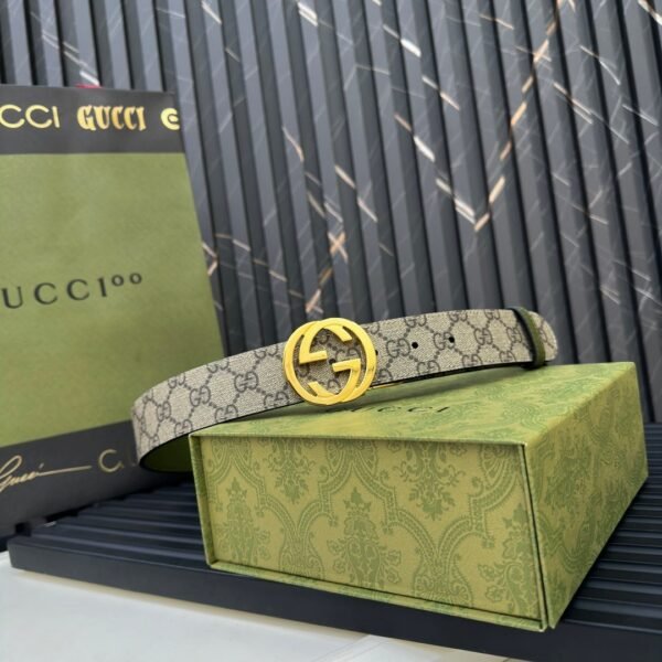 GUCCI Grass green pigskin pattern base Width 3.7cm Official website 1:1 version