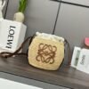 Loewe raffia and cow leather honeycomb basket handbag woven bag Size:  22x12x22cm Premium