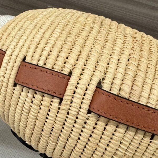 Loewe raffia and cow leather honeycomb basket handbag woven bag Size:  22x12x22cm Premium