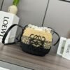 Loewe raffia and cow leather honeycomb basket handbag woven bag Size:  22x12x22cm Premium