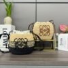 Loewe raffia and cow leather honeycomb basket handbag woven bag Size:  22x12x22cm Premium