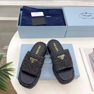 PRADA raffia slippers