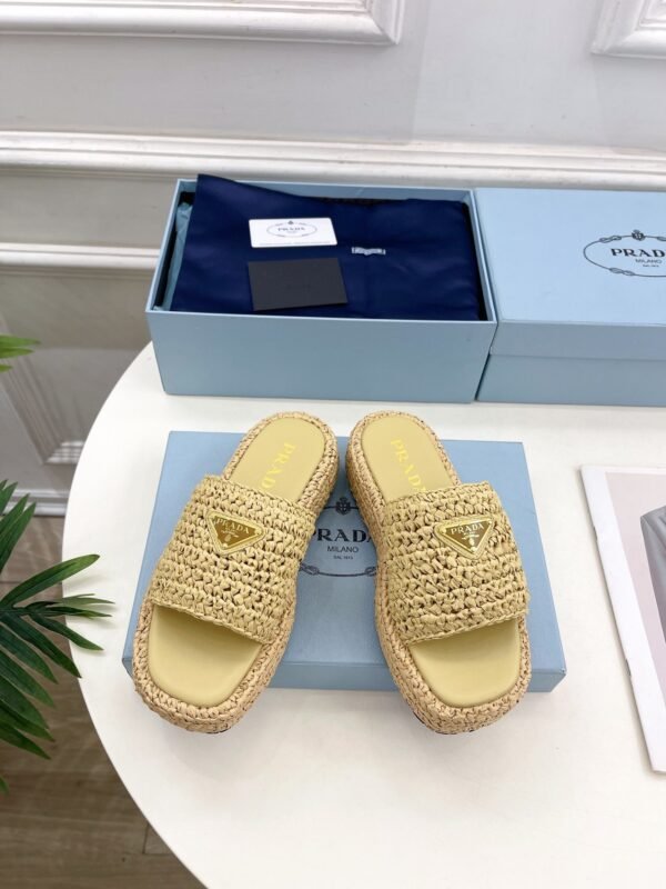 PRADA raffia slippers