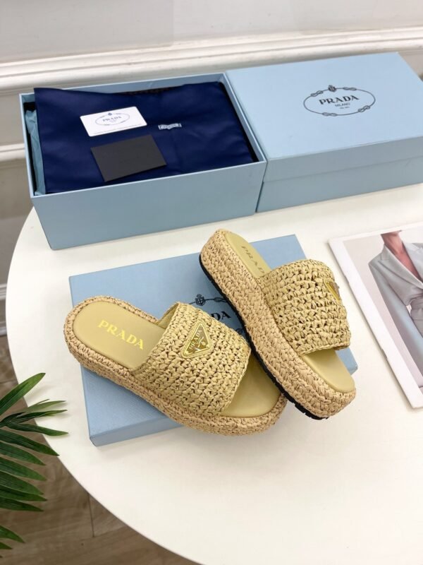 PRADA raffia slippers